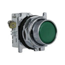 10250T23G - Eaton 30.5mm Heavy-Duty Watertight Flush Pushbutton, 1NO Contact, Green Actuator, Chrome Bezel, Class I Division 2 - Essential Electric Supply