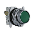 10250T23G - Eaton 30.5mm Heavy-Duty Watertight Flush Pushbutton, 1NO Contact, Green Actuator, Chrome Bezel, Class I Division 2 - Essential Electric Supply