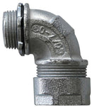 4Q9125T OZ/Gedney Concretetight Liquid Tight 90-Degree Conduit Connector with Insulated Throat, Zinc Plated - Essential Electric Supply