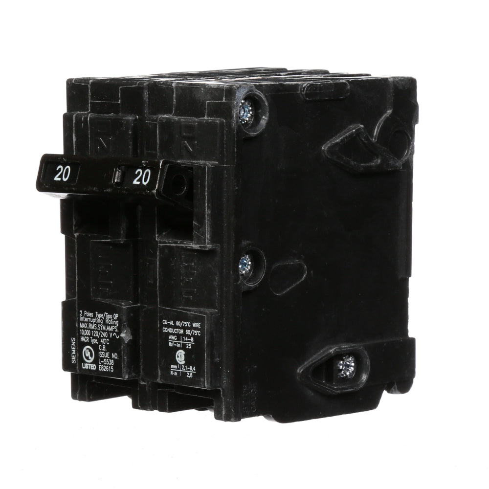 Siemens Q220 20A 2-Pole Circuit Breaker 120/240V Plug-In Thermal ...