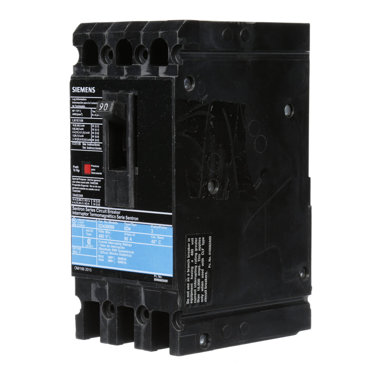 ED43B090 - SIemens Bolt-On 90 Amp 3 Pole Circuit Breaker - Essential Electric Supply