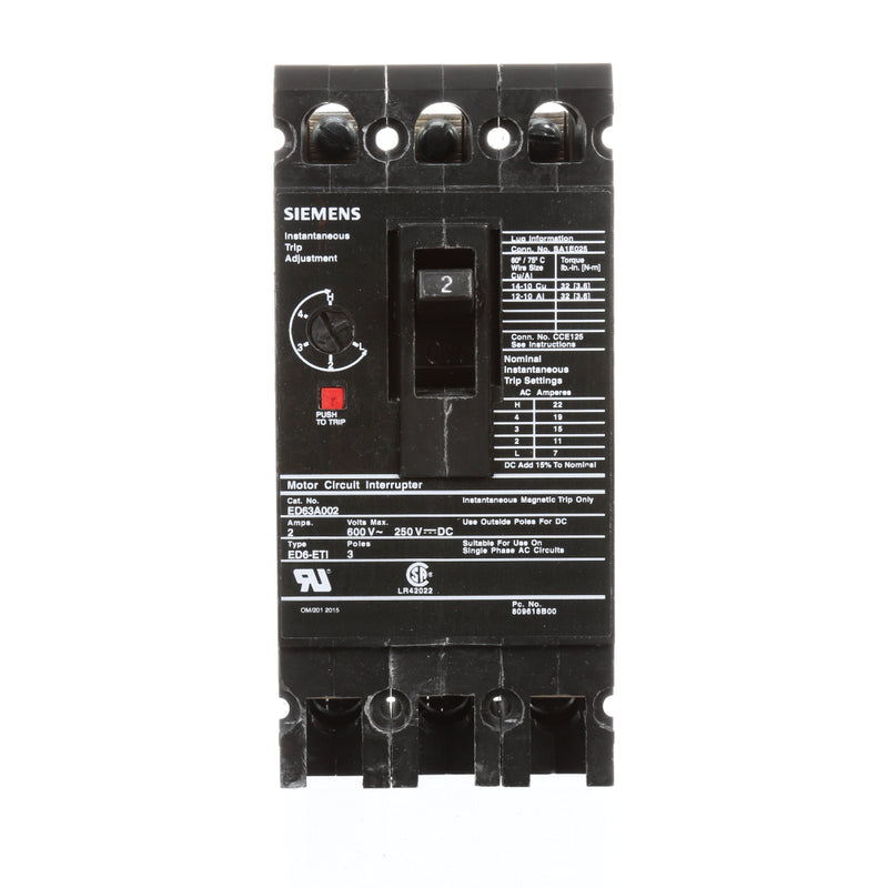 ED63A002 - SIemens Bolt-On 2 Amp 3 Pole Circuit Breaker - Essential Electric Supply