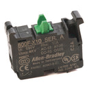 800F-X10 - Allen-Bradley 22.5mm No Latch Screw Contact Block, 1 NO, 0.005A at 230VAC, Front Mount - Essential Electric Supply