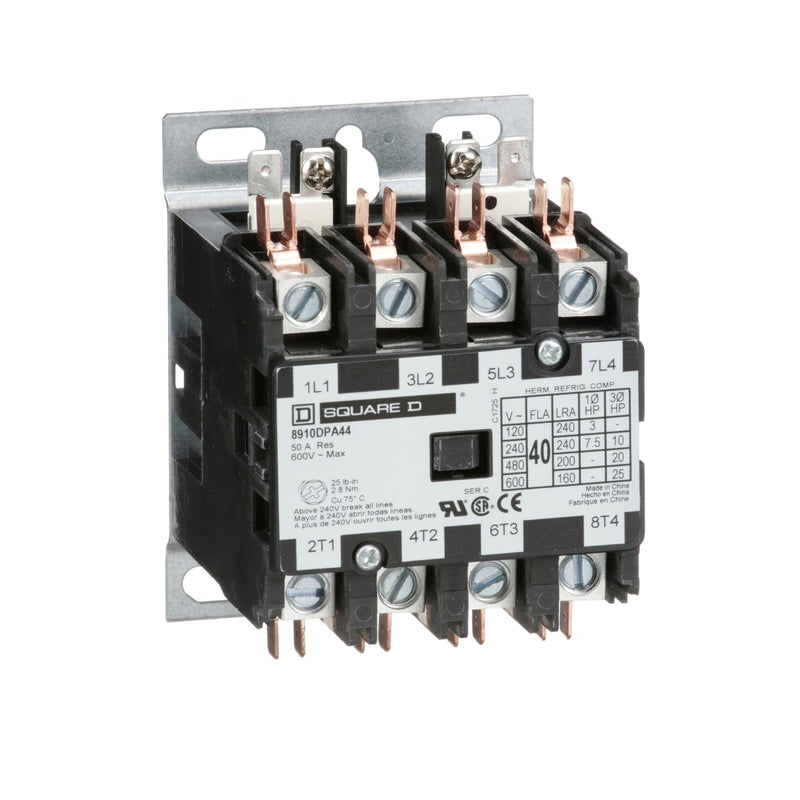 8910DPA44V09 - Square D 40A 4-Pole Definite Purpose Contactor 208 ...