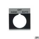 CR104PXN1BP070 - ABB Size 1 HAND-OFF-AUTO Pushbutton Nameplate Aluminum Silver Field - Essential Electric Supply
