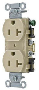 BR20I Hubbell Straight Blade Duplex Receptacle 20A 125V NEMA 5-20R Ivory - Essential Electric Supply