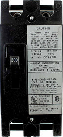CC2200 - Cutler Hammer 200A 240V 2-Pole Bolt-On Circuit Breaker, 10kA Interrupt Rating, Type CC Series - Essential Electric Supply