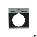CR104PXN1BP070 - ABB Size 1 HAND-OFF-AUTO Pushbutton Nameplate Aluminum Silver Field - Essential Electric Supply