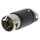 CS6365C - Hubbell 50A 125/250V 3-Pole 4-Wire Twist-Lock Industrial Male Plug, Nylon Housing, Grounding, Black/White - Essential Electric Supply