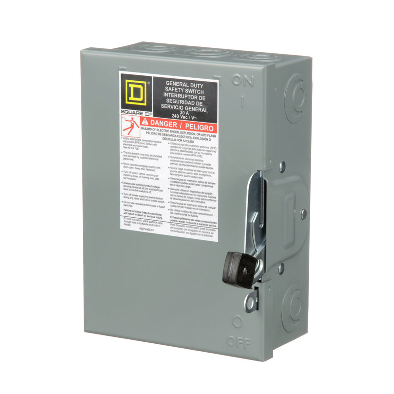 D221N - Square D 30A 240V 2-Pole Fusible General Duty Safety Switch ...