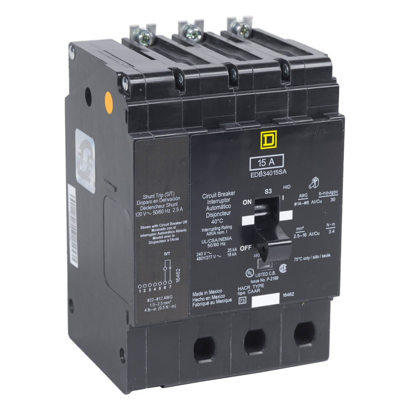 EGB34015LH - Square D Bolt-On 480V 15A 3 pole circuit breaker 35kA@480V - Essential Electric Supply