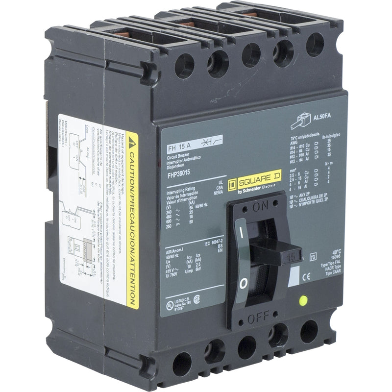 FHP36015 Square D Molded Case Circuit Breaker FHP Series 15A 600V - Essential Electric Supply
