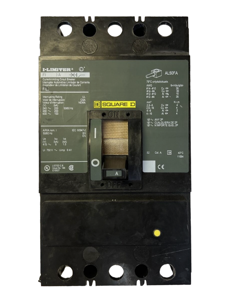 FIL360201021 - Square D Feed-Thru 600V 20A 3 pole circuit breaker 200kA@480V - Essential Electric Supply