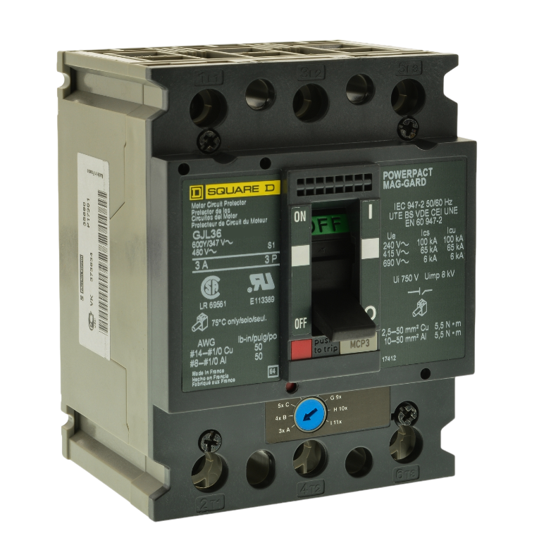 GJL36003M01 - Square D Feed-Thru 600V 3A 3 pole circuit breaker 65kA@480V - Essential Electric Supply