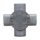 GUAX14 - Crouse-Hinds 1/2 Inch Feraloy Iron Alloy X Shape Conduit Outlet Box with Cover, 2 Inch Opening, NEMA 3 - Essential Electric Supply