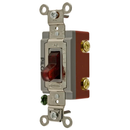 HBL1221PL - Hubbell 20A 120/277V AC Single Pole Industrial Grade Pilot Light Toggle Switch, Back and Side Wired, Red - Essential Electric Supply