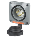 HBL2715SW - Hubbell 30A 125/250V 3-Pole 4-Wire Grounding Twist-Lock Watertight Safety-Shroud Flanged Inlet, NEMA L14-30P, Gray, Screw Terminal, UL Listed, CSA Certified - Essential Electric Supply