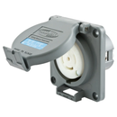 HBL2810SW - Hubbell L21-30R Shrouded Watertight Receptacle, 30A, 3-Phase 120/208V, 4-Pole, 5-Wire, Screw Mount, Industrial Grade, UL/CSA Certified - Essential Electric Supply