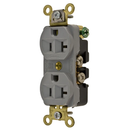 HBL5352GY - Hubbell 20A 125V 2-Pole 3-Wire Grounding Duplex Receptacle Gray 5-20R Heavy Duty - Essential Electric Supply