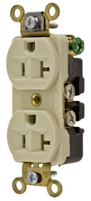 HBL5352I Hubbell Industrial Grade Duplex Receptacle 20A 125V 2-Pole 3-Wire Grounding Ivory - Essential Electric Supply
