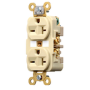 HBL5462I - Hubbell 20A 250V 2-Pole 3-Wire Grounding Duplex Receptacle Extra Heavy Duty 6-20R Ivory - Essential Electric Supply