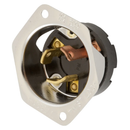 HBL7556 - Hubbell 10A 250V/15A 125V 3-Pole 3-Wire Non-NEMA Twist-Lock Flanged Inlet, Stainless Steel, Screw Terminal, 2000V Dielectric - Essential Electric Supply