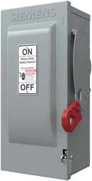 HF361NR - Siemens 30 Amp 600V 3-Pole 4-Wire NEMA 3R Heavy Duty Fusible Safety Switch, Outdoor, 200kAIC Interrupt Rating, HD Series - Essential Electric Supply