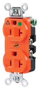 IG8300 Hubbell Straight Blade Devices Hospital Grade Duplex Receptacle 20A 125V 2-Pole 3-Wire Grounding Orange - Essential Electric Supply