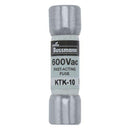 KTK-10 - Eaton Bussmann 10 Amp 600 Volt Fast Acting Midget Fuse, 1 Pole, 100kA Interrupt Rating - Essential Electric Supply
