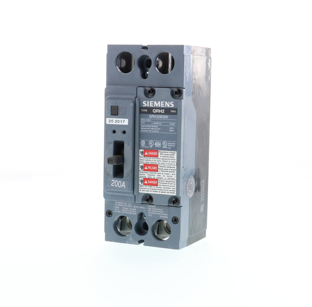 Qrh Part QRH22B200 - Siemens 200 Amp 240 Volt 2 Pole Thermal Magnetic Molded ...