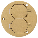 S3925 - Hubbell 1-Gang Round Brass Duplex Flap Flush Floor Box Cover, 3.88" Diameter, Screw Mount, UL/CSA Listed, PFB/B25/B24 Series - Essential Electric Supply