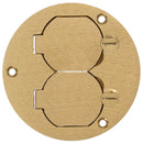 S3925 Hubbell Flush Concrete Floor Box Cover Round Duplex Flap Brushed Brass - Essential Electric Supply