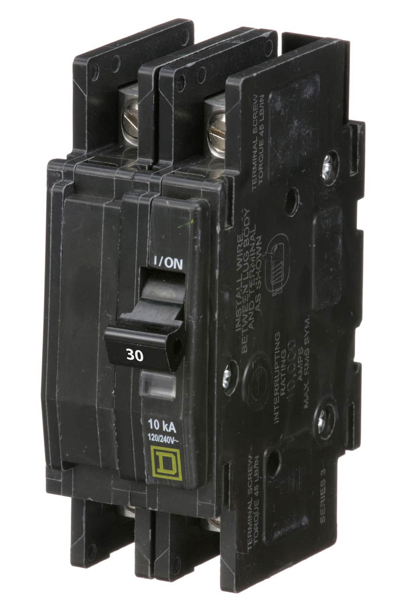 Rheem QOU230 30A 2-Pole Circuit Breaker 120/240V Bolt-On Thermal ...