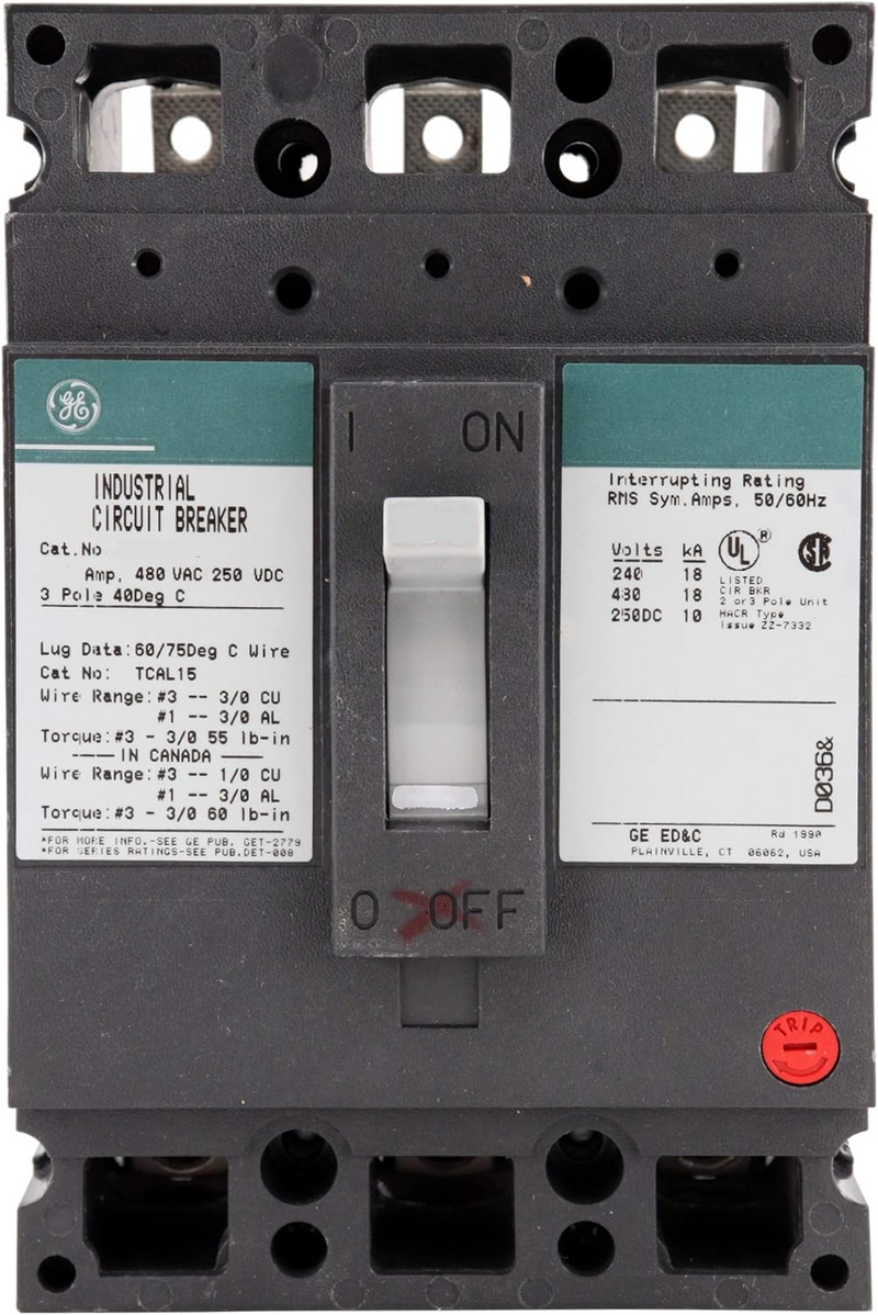 TED134010WL - General Electric Feed-Thru 10 Amp 3 Pole Circuit Breaker - Essential Electric Supply