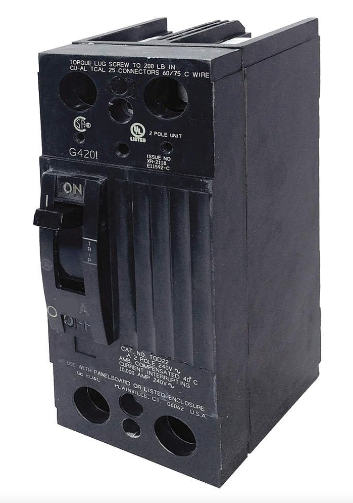 TQD22100 - General Electric Bolt-On 240V 100A 2 pole circuit breaker 10kA@240V - Essential Electric Supply