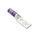 YA3C2N - Burndy 3 AWG Copper Compression Lug, 2-Hole, 1/2" Stud, Long Barrel, Tin Plated, 35 kV