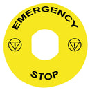 ZBY8330 - Schneider Electric 90mm Yellow Plastic Emergency Stop Circular Legend for Harmony XB4 XB5 XB7 - Essential Electric Supply