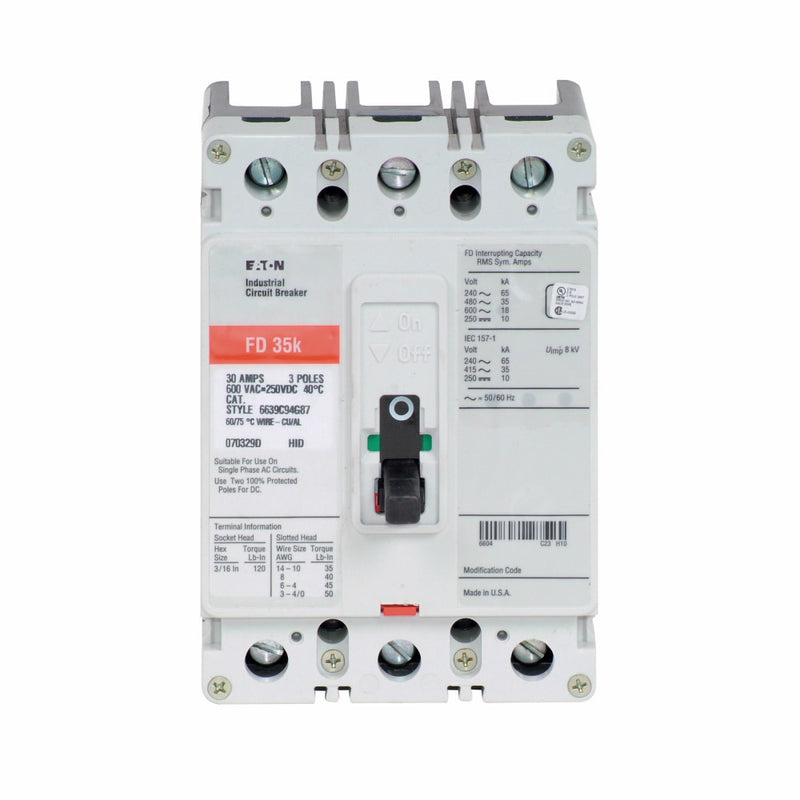 FD3090 - Cutler Hammer/ Eaton/ Westinghouse Bolt-On 90 Amp 3 Pole Circuit Breaker - Essential Electric Supply