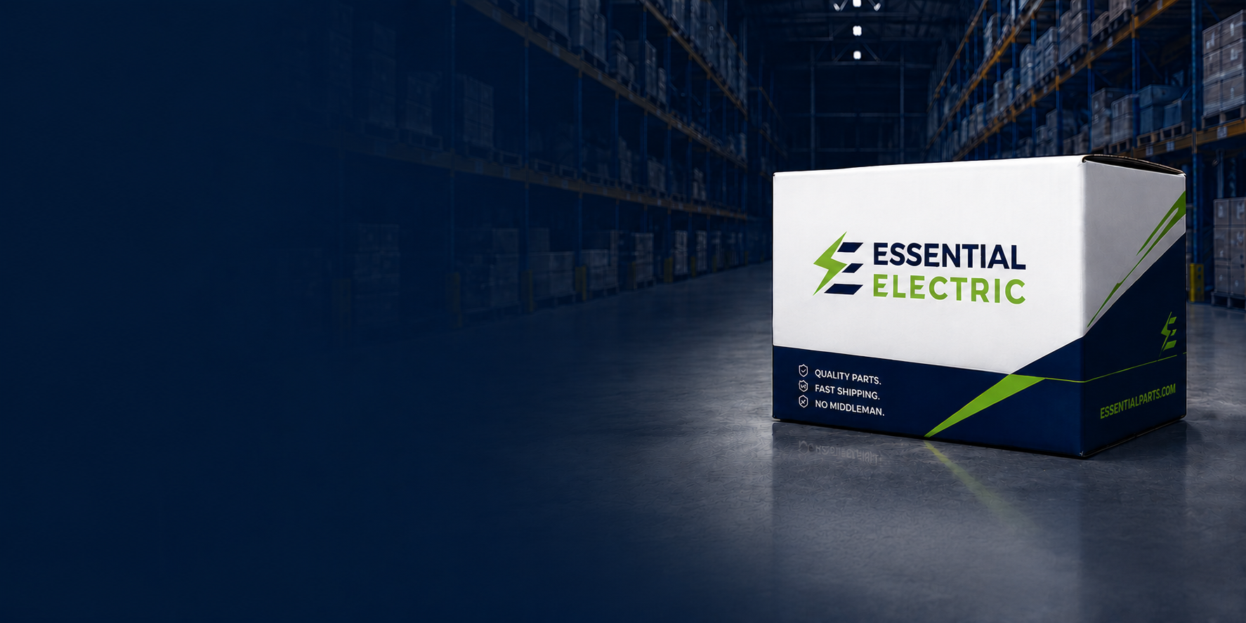 Essential Electric warehouse and branded shipping box