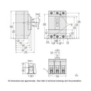 HDL36070 - Square D PowerPacT H Frame 70 Amp 3 Pole 600/690VAC 18kAIC Molded Case Circuit Breaker, Thermal Magnetic, Feed-Thru, UL/CSA/CE - Essential Electric Supply