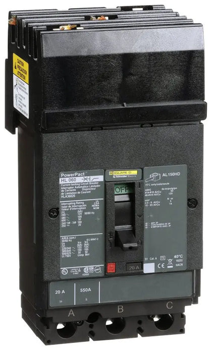 HLA36020 - Square D I-Line Style Plug-In 20 Amp 3 Pole Circuit Breaker - Essential Electric Supply