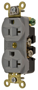 HBL5352GY Hubbell Industrial Grade Duplex Receptacle 20A 125V 2-Pole 3-Wire 5-20R Gray - Essential Electric Supply