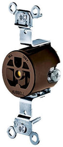 HBL5251 Hubbell Straight Blade Single Receptacle Industrial-Grade 15A 125V 2-Pole 3-Wire Grounding Brown Finish - Essential Electric Supply