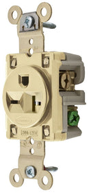 HBL5461I Hubbell Heavy-Duty Specification Grade Single Receptacle 20A 250V 2-Pole 3-Wire 6-20R NEMA Straight Blade Ivory - Essential Electric Supply