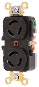 HBL7580G Hubbell Twist-LockÂ® Receptacle Duplex Locking Device 10A 250V/15A 125V 2-Pole 3-Wire Grounding - Essential Electric Supply