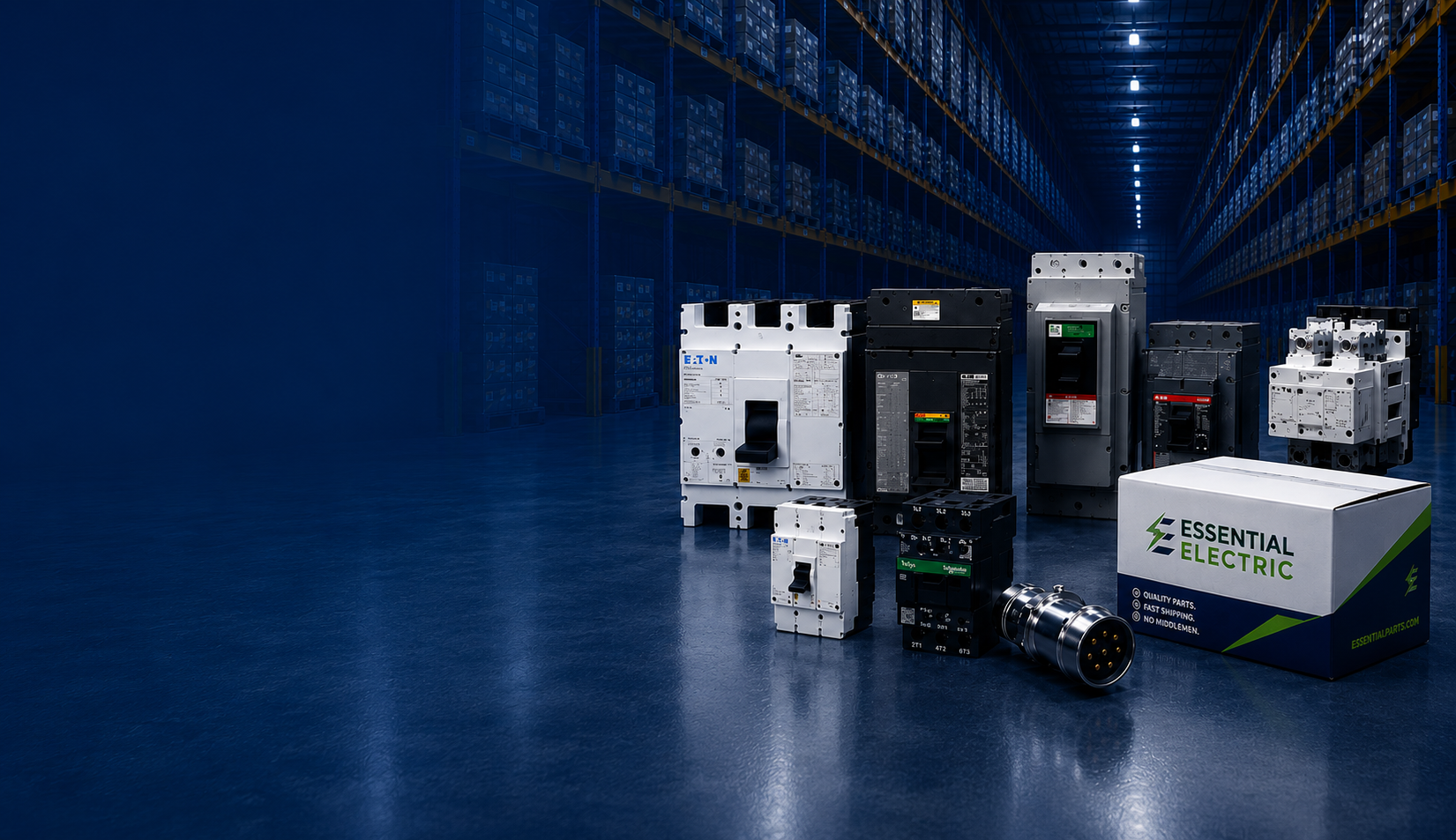 Essential Electric warehouse and branded shipping box