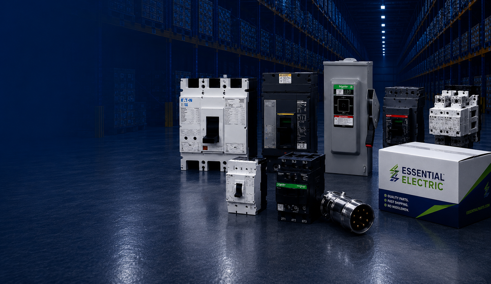 Essential Electric warehouse and branded shipping box
