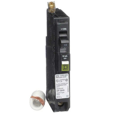 QOB115AF - Square D 15 Amp 1-Pole 120/240V Bolt-On Molded Case Circuit Breaker, QOB Series, 10kA Interrupt Rating, UL Listed, CSA Certified - Essential Electric Supply