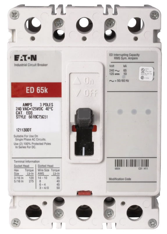 ED3015LBP10 - Cutler Hammer/ Westinghouse/ Eaton Feed-Thru 15 Amp 3 Pole Circuit Breaker - Essential Electric Supply