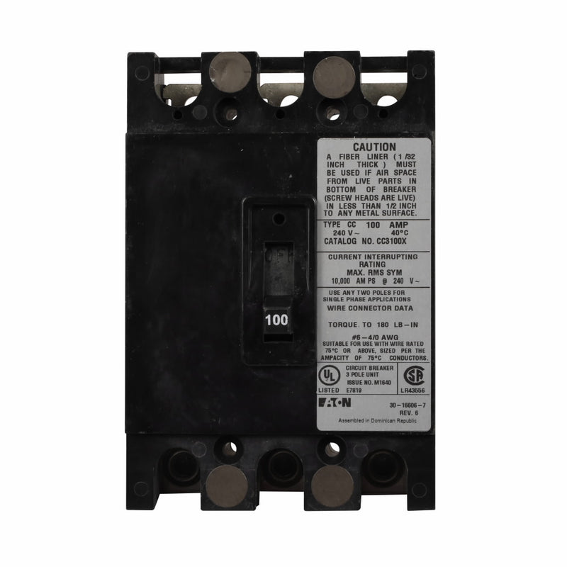 CC3100X Cutler Hammer Molded Case Circuit Breaker CC Series 100A 240V - Essential Electric Supply